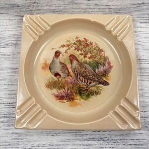 Vintage Hyalyn Birds Ceramic Square Ashtray No 615 MCM Trinket Dish Decor 7.5"